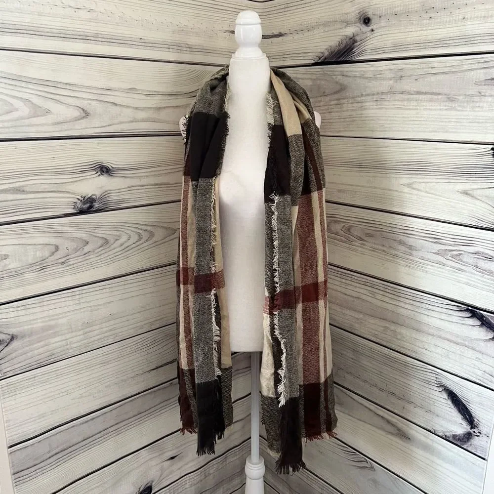 Tan & Red Plaid Scarf